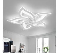 YUNLONG Smart Ceiling Fans with Lights Compatible with Alexa and Google Assistant, Ceiling Fans with Lamps and Remote, Reversible DC Motor, 6 Speed, Dimmable, Memory Function, for Bedroom, White