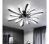 YUNLONG Smart Ceiling Fans with Lights, WiFi Ceiling Fans with Lamps Compatible with Alexa Google Home, Voice/Remote/App Control, Dimmable, DC Motor, for Bedroom, Kitchen, Lounge, Black