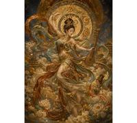 Yunlus Impossible Jigsaw Puzzles for Adults 1000 Pieces 28 x 20 inch | Hard Difficult Challenging Puzzles 1000pc Puzzles Dreamscape Golden Lotus Celestial Dancer Ancient Artwork Puzzles