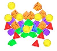 Yunmeryker 100 Pc Transparent 3D Shapes Maths Manipulatives, Colourful Geometric Solids, Educational for Kids 4-7, Sturdy Learning Shapes