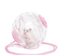 Yunmeryker 15cm Hamster Ball with Rope Included, Silent Exercise Ball Toy, Quiet Crystal Running Tool for Dwarf and Small Breed Exercise, rose-colored