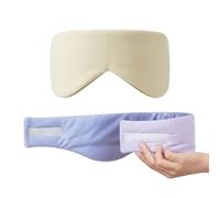 Yunmeryker 2 in 1 Eye with, Lightweight Adjustable Strap Noise Cancelling Earmuffs, Unisex Sleep Blindfold Relaxation, Cream Yellow