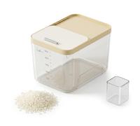 Yunmeryker 5kg Small Airtight Rice Storage Container with Measuring Cup, 6x9x7 inch Compacr Sealed for Dry Food Grains Flour Pet, Transparent Pantry Organiser for Kitchen, Khaki