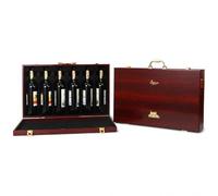 Yunmeryker 6 Bottle Wood Champagne Packaging Box, DIY Craft Box with Hot Stamping Finish, Luxury Presentation Box, Storage Box Wood, Red Sandalwood