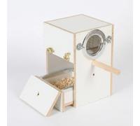 Yunmeryker 8.5mm Thick Bird Box and Bird House with Included Accessories, Left Mounting Furniture Board Nesting Box for Budgies, Cockatiels and Parakeets, upright, with drawer, left-han