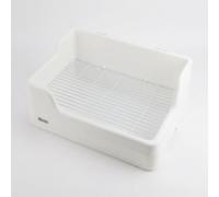 Yunmeryker Anti-Tip Toilet Bunny Litter Tray with Splatter Guard, Split-Design Bunny Litter Box for Cage Corner, Washable Potty for Pet Hygiene, Modern
