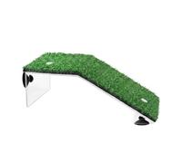 Yunmeryker Artificial Grass Turtle Basking Resting Area with Suction Cups, Textured Ramp for Turtles, Tank Accessories for Small Aquariums, Small Extended Version
