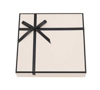Yunmeryker Beige Premium Unboxing Box, 36x26x5.5cm Present Box with Butterfly Bow, Thick Cardboard Handmade Item Box