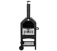 Yunmeryker Black Outdoor Pizza Oven, Barbecue Grill with Grill Rack and Pizza Stone, Powder Coated Steel for Garden Party Entertaining