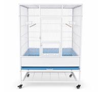 Yunmeryker Cage, Large Parrot Cage with Rolling Stand, Cage for Breeding, Metal Construction, White 20 square tube parrot cage, new model with bottom plate, 110cm length, 67cm width, 127cm height
