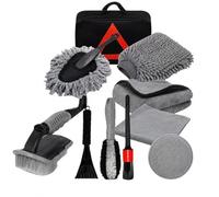 Yunmeryker Car Cleaning Kit, Microfiber Car Wheel Cleaning Kit with Wash Mitt, Detailing Brushes for Interior & Exterior, Tyre & Alloy Wheels, Yellow