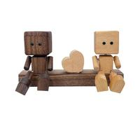 Yunmeryker Car Dashboard Statue, Decorative Wooden Couple Figure with Swinging Legs, Aroma, Suitable for Room, Vehicle, Office, A