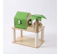 Yunmeryker Cat Activity Center and Activity Centre with Ramp, Density Board Multi Level Wood Condo, Kitten Activity Center, Whimsical tropical coconut pal