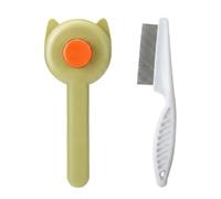 Yunmeryker Cat Brush and 3-Piece Grooming Set for Short-Haired Cats, Self-Cleaning Cat Brushes for Long-Haired Cats, Ragdoll Brush with Comb Kit