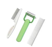Yunmeryker Cat Brush and Dog Brush 3-Pack for Deep Combing, Versatile Cat Comb and Dog Comb Set for Knots Mats, Grooming Kit with a Curved Handle, Green, Green