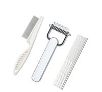 Yunmeryker Cat Brush and Dog Brush 3-Pack for Deep Combing, Versatile Cat Comb and Dog Comb Set for Knots Mats, Grooming Kit with a Curved Handle, Grey, Grey