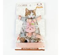 Yunmeryker Cat Harness and Leash Walking Set, Nylon Vest Harness Leash for Kitten or Adult Cat, Walking Cat Harness with Chest Strap, Not Retractable 120cm, Pink, Pink