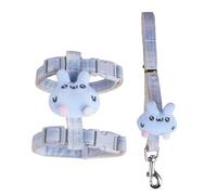 Yunmeryker Cat Walking Harness and Leash Set, Adjustable Nylon H-shaped Design for Outdoor Use, Secure Cat Walking Set with Animal Pattern Straps, Sky Blue, Blue