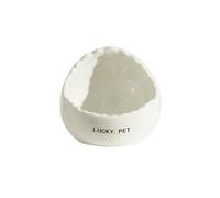 Yunmeryker Ceramic Bird Feeder and Waterer, Small Eggshell Bird Feeder with Freestanding Design, Eggshell Water Bowl for Indoor Cage or Outdoor Use, White