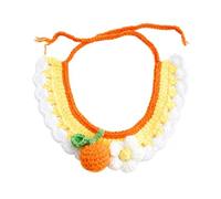 Yunmeryker Crochet Cat Collars, Adjustable Soft Yarn Pet Neckwear, Braided Fruit Design for 2.5-7.5kg Cats, Knitted Pet Accessory, tangerine Knitted Scarf, tangerine