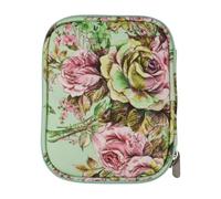 Yunmeryker Crochet Hook Organizer Bag for Knitting Storage, Portable Desktop Case with Compartments, Green Peony Pattern for Knitters, Modern Minimalist