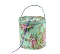 Yunmeryker Crochet Hook Organizer Bag for Knitting Storage, Portable Desktop Case with Compartments, Green Peony Pattern for Knitters, Modern Minimalist