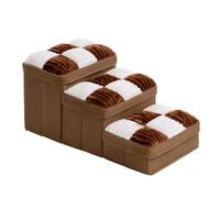 Yunmeryker Dog Steps for Bed and Sofa with Foldable Design for Small Pets, Textile Pet Stairs with Built-In Storage Compartment, Reinforced Base for Stability, Brown