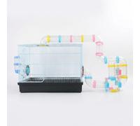 Yunmeryker Double Layer Hamster Cage and Enclosure, Square structure with Wire Mesh Glass Base, All Seasons for Syrian Dwarf Little Friends