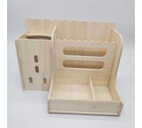 Yunmeryker Double-Sided Wood Feeder and Bunny Hay Feeder, Multi-Functional Hay Rack with Food Tray, for Bunnies Chinchillas and Guinea Pigs, Modern Wood