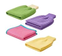 Yunmeryker Exfoliating Wash Cloth Double Sided with Loofah, Korean Washcloth for Adults Bathing, Thickened Textured Surface Back Scrubbing Towel, Huawang Basic B-Style with Bath Flower, Double-Sided