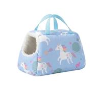 Yunmeryker Faux Wool Guinea Pig Cage Accessories Nest, Medium Houses and Hideouts for Parrots and Bunnies, Thick Padded 17x13.5x11cm Small Pet Bed, Pale Blue, magical horse pattern, Cartoon