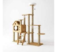 Yunmeryker Five-Tier Indoor Cat Activity Center, Multi-Level Climbing Frame Featuring Condo Scratching Posts, Large Adult, Multi-level Feline Furniture w