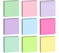 Yunmeryker Fluorescent Paper Sticky Notes for Office and Home Schooling Supplies, Removable Reusable Postits for Planning and Students, 9 Color Set 50 Sheets Per, Random Single Color