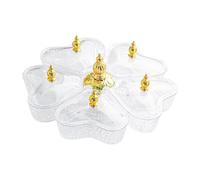 Yunmeryker Fruit Serving Tray with Portable Rotating Lid Handle Divided Snack Organizer Five-Compartment Appetizer Platter Removable Bowl Dishes Suitable, Clear Heart