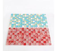 Yunmeryker Glass Mat Bunny Mat, Crystal Hamster Cooling Pad for Small Rodents, Fast Thermal-Mass Cooling with Crackle Pattern, 30 X 15 CM, Red
