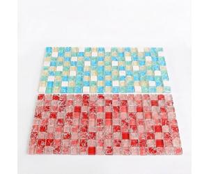 Yunmeryker Glass Mat Bunny Mat, Crystal Hamster Cooling Pad for Small Rodents, Fast Thermal-Mass Cooling with Crackle Pattern, 30 X 15 CM, Red
