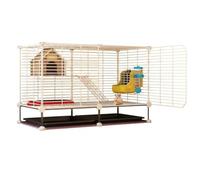 Yunmeryker Hamster Cage and Multi-Level Chinchilla Cage, Indoor Gerbil Cage with Front Access Door, Rodent Cage Featuring a Bottom Board for Easy Cleaning, Modern, Minimalist