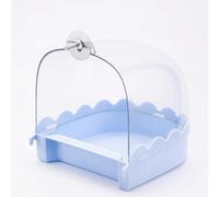 Yunmeryker Hanging Transparent Bird Bath Tub with Hooks for Budgies Canary Parrot for Small Cage Accessory Supplies, Blue