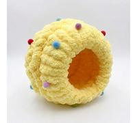 Yunmeryker Hardware Included Nest Budgie Bed, 17cm Hanging Bird Nest Bed for Parakeet, Warm Polyester Crocheted Material with Yellow Gradient Finish, Yellow Round
