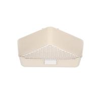 Yunmeryker High Guard Litter Box Guinea Pig Litter Tray, Triangular Corner Toilet for Adult Bunnies and Chinchillas, with Removable Tray, Oatmeal White