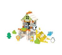 Yunmeryker House Building Playset Blocks Construction Toy Wooden Engineering Architecture Blocks Suitable for Parent Child, Zoo