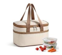 Yunmeryker Insulated for Adults, Waterproof Oxford Cloth with Aluminum Foil Lining, Portable Thermal Tote for Work Picnic Commute, Beige, Small