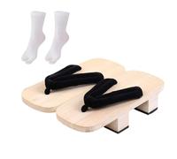 Yunmeryker Japanese Wooden Clogs, Women's Mules, Sandals, Slippers, Portable with Straps And Tabi Socks for Travel, Outdoor Activities, Cosplay, Gift, White, 44