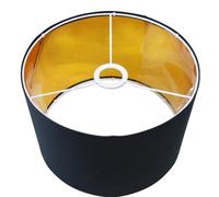 Yunmeryker Lampshade for Table Lamps with Rainbow Stripe Pattern Design, Ceiling Light Shade in Denim Textile for Living Room, Black with Gold Interior, Modern Cylindrical Fabric lamp