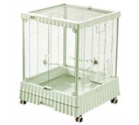Yunmeryker Large Bird Cage with Clear Panels, Luxury Parrot Cockatiel Cage with Built-in Base, Indoor Budgie Parakeet Home on Casters, Green, Green