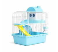 Yunmeryker Large Hamster Cage Two Tier with Accessories, Syrian Double Layer Design, Gerbil with Carry Handle for Indoor Pets, Blue, Blue