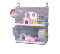 Yunmeryker Large Hamster Cage with Built-in Tunnels, Large Three Layer Drawer Cage with Acrylic Tray, Easy Transparent Acrylic Habitat for Dwarf Hamsters, Large, 33.5x22.5x40cm