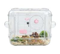 Yunmeryker Large Hamster Cage with Square Shape, Multi-level Villa with Accessories and Exercise Wheel, Easy Clean Syrian Habitat for Indoor All Seasons Use, Minimalist, Single Layer