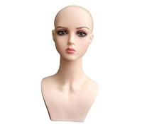 Yunmeryker Mannequin Head Female Display Stand Holder Bald Manikin with Shoulder PVC Material Suitable for Hats Glasses Jewelry Home Salon Shop, Style B