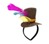 Yunmeryker Mini Top Hat Decorative Costume Accessory Fascinator Artificial Feathers Suede Suitable for Role Playing Party Halloween Acting Photo Carnival, with Headband